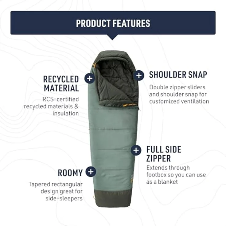 Sea to Summit Boab Synthetik-Schlafsack, geräumig und konisch zulaufend, für Temperaturen bis -1 °C, Farbe Laurel Wreath grün – Bild 3