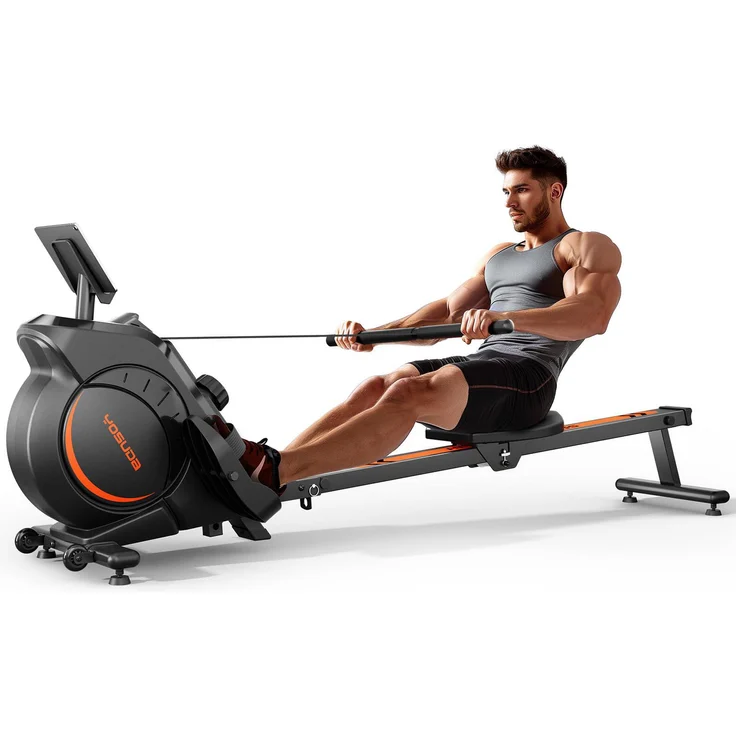 YOSUDA Upgrade Rudergerät für Zuhause, 16-stufiger HIGH-Power Magnetwiderstand (bis 40kg), APP & Bluetooth, geräuschlos, schwarz