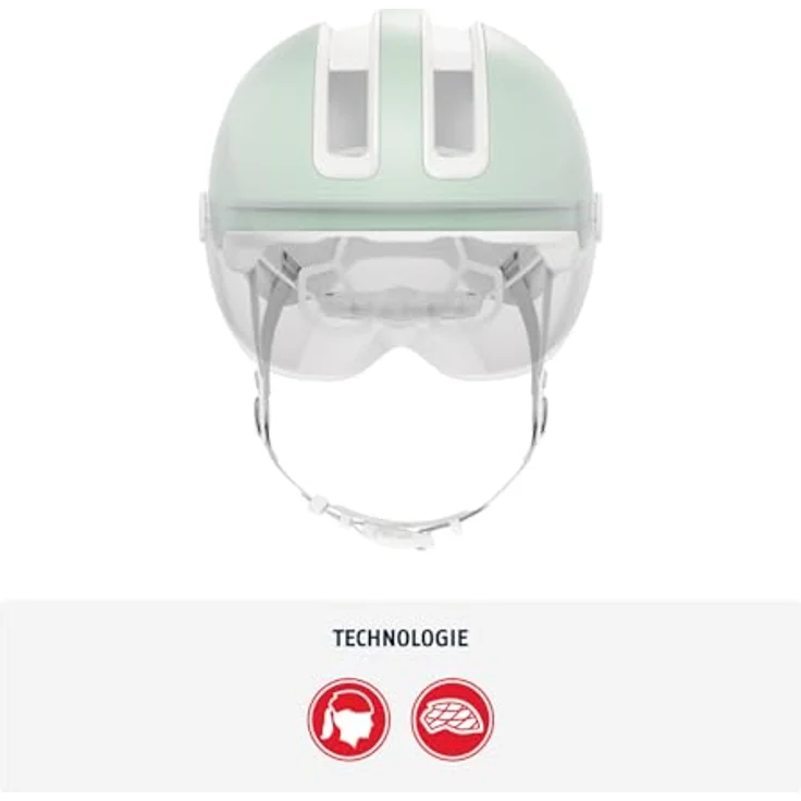 Abus HUD-Y ACE, Velohelm mit Glas-Visier und aufladbarer Heck-LED, 54-58 cm, urbanes Design – Bild 2