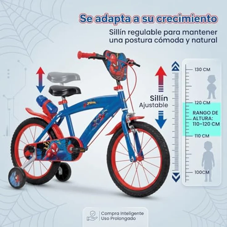 Spiderman Kinderfahrrad, 16 Zoll, blau und rot, für Kinder von 5 bis 8 Jahren – Bild 4