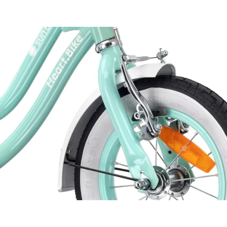 Sun Baby Kinderfahrrad Heart Bike, 12 Zoll mit Zusatzrädern und Schubstange, Türkis – Bild 8