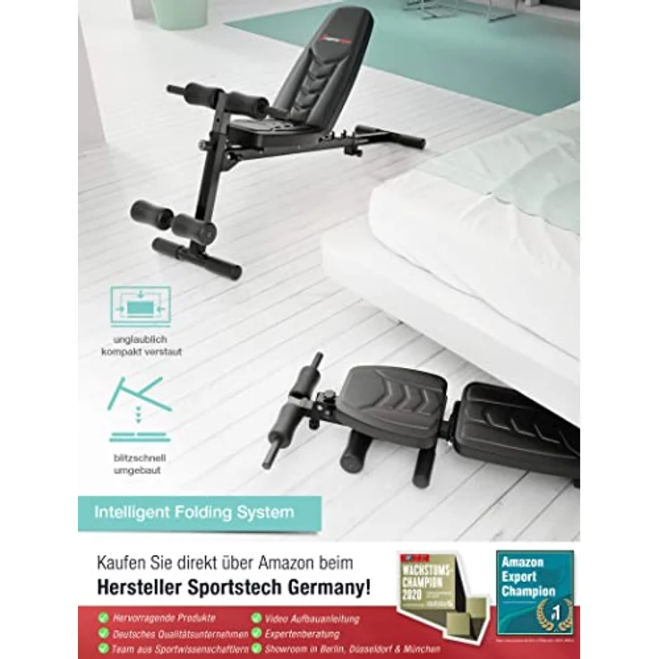 Sportstech Hantelbank BRT500, 8in1 Multifunktion, Easy-Folding-System, EVA Polstermaterial, inkl. XXL-Übungsposter - Preisvergleich – Bild 6