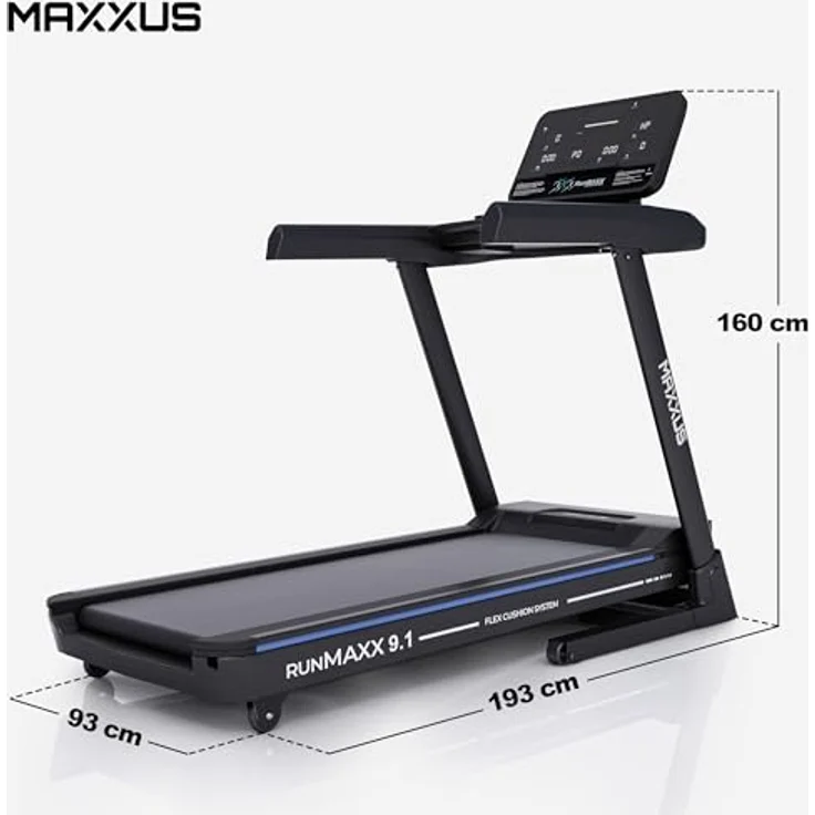MAXXUS Laufband RunMaxx 9.1 - Klappbar, Elektrisch, 20 km/h, 36 Programme, 16 Steigung, 7,5 PS, mit LCD Display, Bluetooth, App Steuerung, Schwarz - Treadmill, Fitnessgerät für Zuhause, Heimtrainer - Preisvergleich – Bild 2