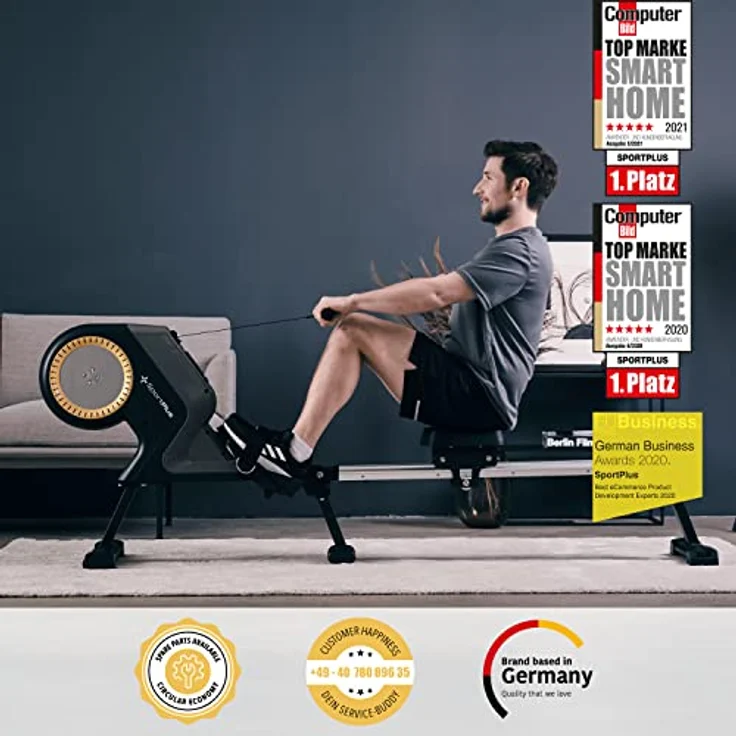 SportPlus Rudergerät für zuhause mit 8 Stufen, leises & wartungsfreies Magnetbremssystem, kompaktes Display, bis 150 kg – Bild 2