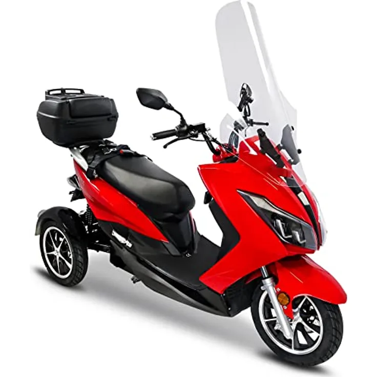 Rolektro Maximus MX3 E-Trike Elektromobil 25 km/h - 1500W Elektromoped 2 Erwachsene - E-Moped E-Dreirad 70km Reichweite - 3-Rad E-Mofa herausnehmbarer Lithium Akku - Senioren-Dreirad mit Zulassung, Maximus E-Scooter in sportlicher Optik, 70 km Reichweite, externer Akku, 180 kg Zuladung, blau