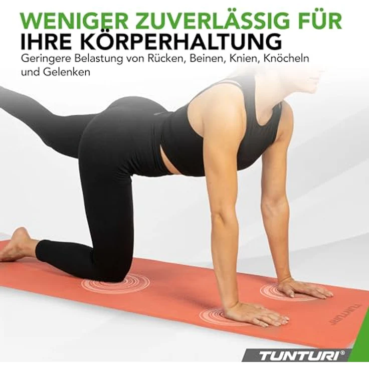 Tunturi Dicke Yogamatte 8mm - Rutschfest Gymnastikmatte  - Mit Tragegurt - Für Yoga und Pilates -  Sportmatte 183x61x0,8cm -Schadstofffrij - Besonders komfortabel - Roségold – Bild 3