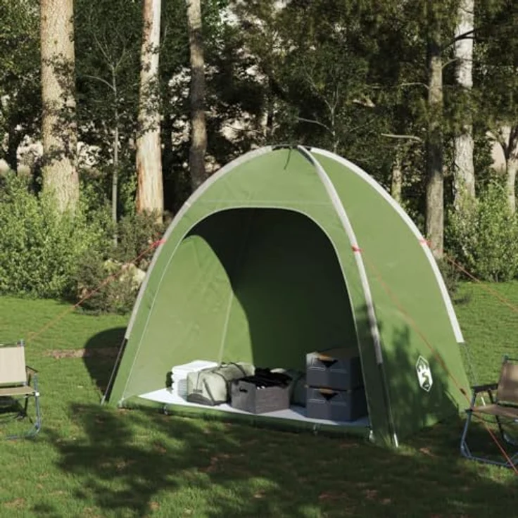 vidaXL Beistellzelt, Lagerzelt mit Stauraum, Umkleidezelt Wasserdicht Tragbar, Campingzelt Aufbewahrungszelt Zelt, Grün 185T Polyester – Bild 4
