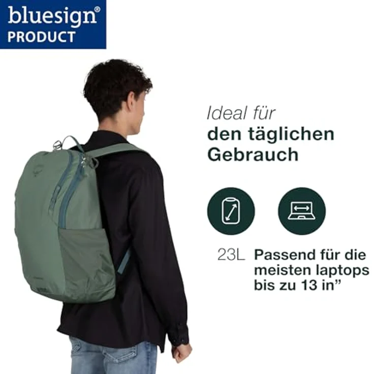 Osprey Astronova Soundwave Grey OS, Wanderrucksack mit gepolstertem Laptopfach für 16 Zoll Geräte, zwei Flaschenhaltern und Gurtschlaufen zur Befestigung – Bild 2