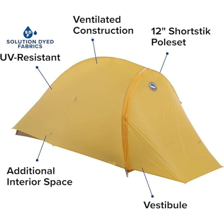 Big Agnes Fly Creek HV UL1 Bikepack Solution Dye Zelt, UV-beständig, Yellow-Greige, kompaktes Design mit Innenstauraum – Bild 3