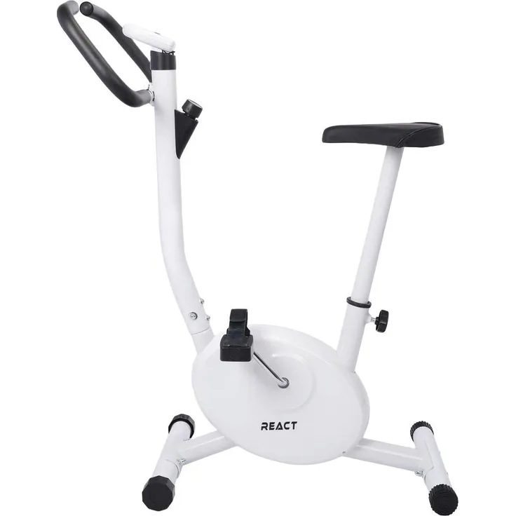 React Heimtrainer V2 Weiß, Ergometer mit 8 Widerstandsstufen, 1,5 kg Schwungrad, max. 120 kg, Trainingscomputer
