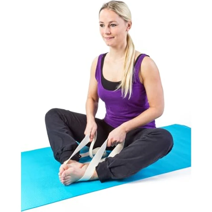 Sport-Thieme Yoga Gurt Baumwolle, verstellbar mit Metallschnalle, 183x3.8 cm, Weiß, unterstützt Dehnübungen für mehr Flexibilität und stabile Körperhaltung – Bild 3