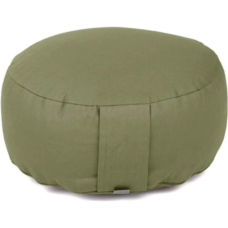 Bodhi Meditationskissen Rondo ECO | Yogakissen mit Bio Dinkelfüllung | Bezug aus 100% Baumwolle | Waschbarer Bezug mit praktischer Trageschlaufe | Höhe 20 cm (lodengrün) – Bild 1