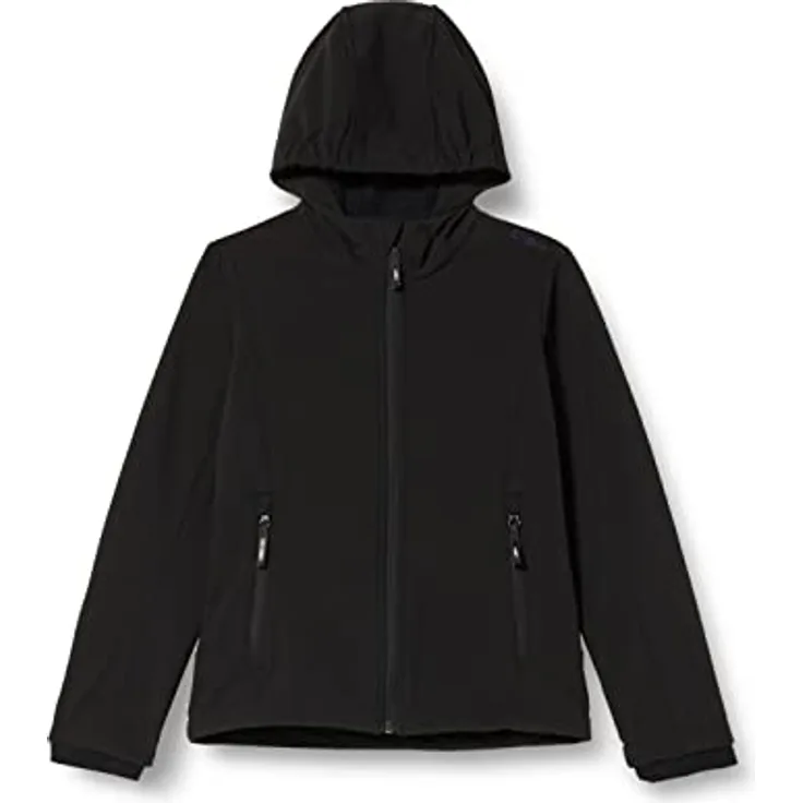 CMP KID G Jacket FIX Hood, Softshell Skijacke für Mädchen, atmungsaktiv, schnell trocken, Farbe: nero, Größe 104