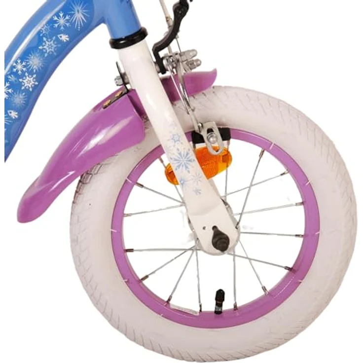 Volare Kinderfahrrad 12 Zoll Kinder Mädchen Fahrrad Rad Frozen 2 Eiskönigin Elsa 21277-SACB, Rücktrittbremse, Korb, Stützräder, Kettenschutz, Schutzbleche, Blau – Bild 5