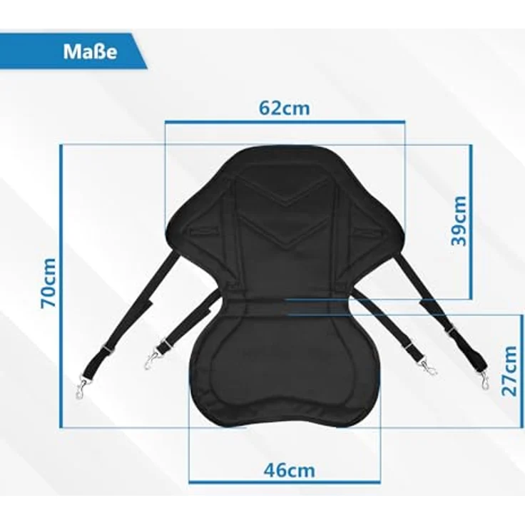 24MOVE® SUP Kajak Sitz für Paddle Boards und Kajaks, gepolstert und ergonomisch, mit Tasche, in Schwarz – Bild 8