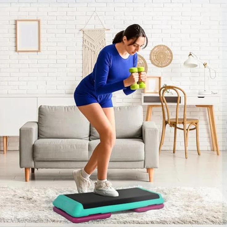 HOMCOM Stepper Steppbrett höhenverstellbar, Aerobic-Schritt-Plattform mit 4 Tragegurten, professionell, Schwarz – Bild 7