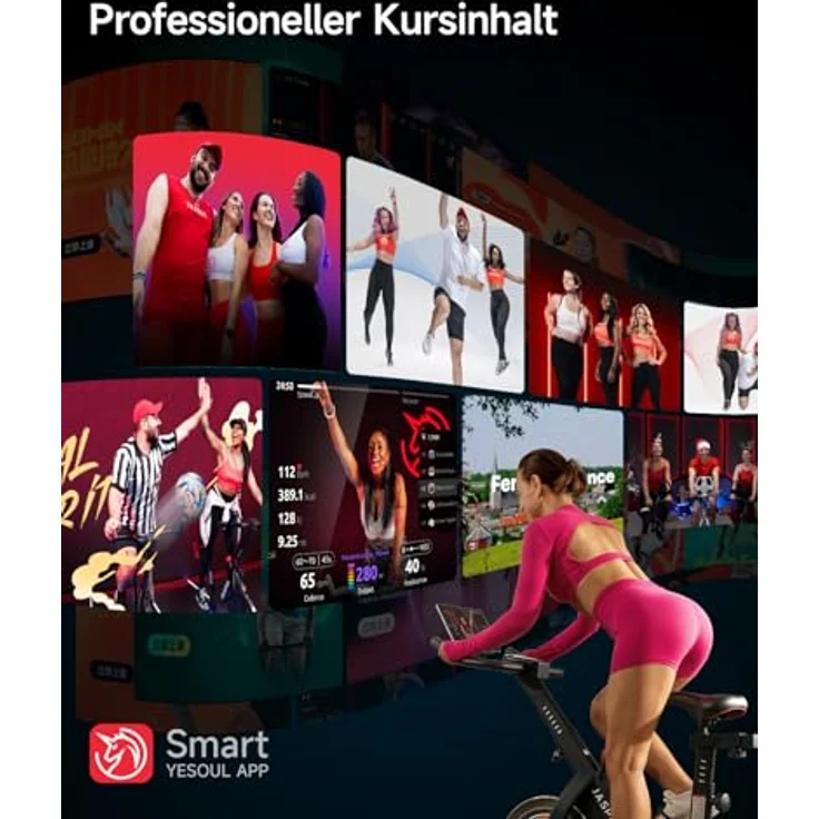 JASPORT A3 Ergometer Heimtrainer Fahrrad-Trainingsgerät für Ausdauertraining, geräuschloses Indoor-Cycling-Bike mit Tablethalterung, Kohlenstoffstahlrahmen, Tablethalterung, 120 kg Tragfähigkeit – Bild 2