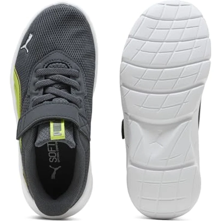 PUMA Flex Focus Modern Laufschuh, Grau, Gr. 31, atmungsaktives Mesh-Obermaterial, elastische Schnürsenkel und Klettverschluss, griffige EVA-Außensohle, empfohlen für Kinder von 4-8 Jahren – Bild 4