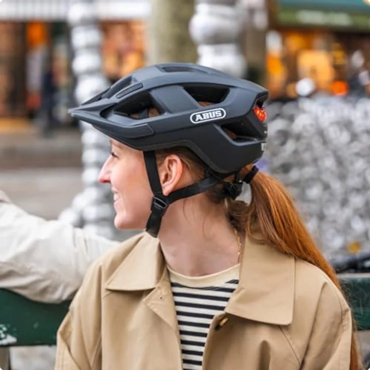 ABUS Fahrradhelm Aduro 3.0 LED - City-Helm für Damen und Herren, Größe M, Weiß, mit Rücklicht – Bild 6