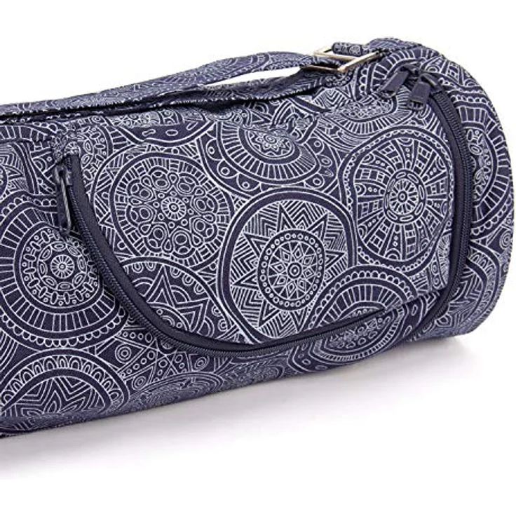 Bodhi Yogatasche ASANA Bag Cotton | Maharaja Collection | Yogamattentasche in verschiedenen Größen | Baumwolltasche für Yogamatte & Zubehör | inkl. Außentaschen | 60 cm | Mandala/dunkelblau – Bild 4