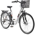 TELEFUNKEN E-Bike Elektrofahrrad Alu 28 Zoll mit 7-Gang Shimano Kettenschaltung, Pedelec Citybike leicht mit Fahrradkorb, 250W und 10,4Ah, 36V Sitzrohrakku, RC822 Multitalent in Silber - Preisvergleich