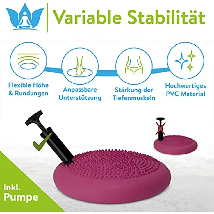 ZenOne Sports Ballsitzkissen, orthopädisches Sitzkissen, Luftkissen für Koordinations- & Rückentraining, Balance-Kissen für Reha, Core-, Fitnesstraining, inkl. Pumpe, E-Book & Workout-Guide & -Video – Bild 4