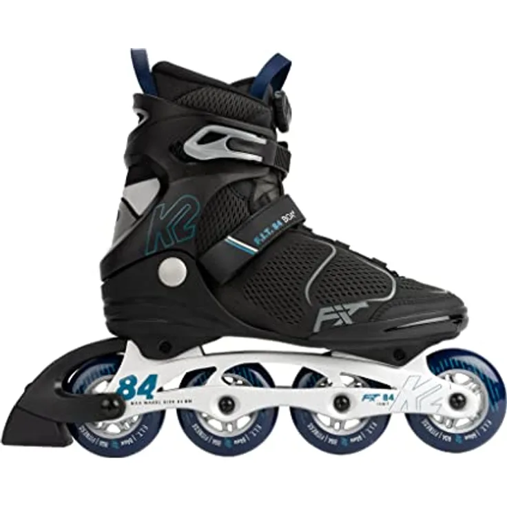 K2 F.I.T. 84 BOA Inline Skates, 84 MM Rollen, Boa® Verschlusssystem, grau-blau, Größe 45