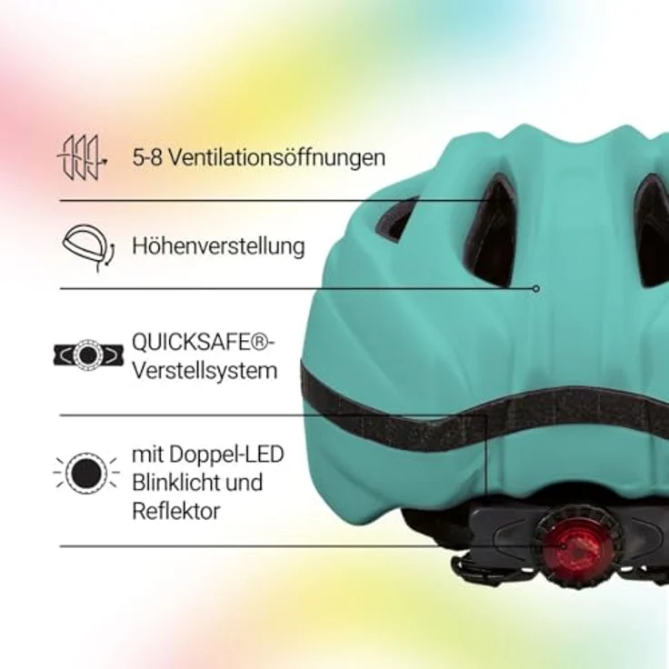 KED Helmsysteme Kinderhelm Meggy II Trend M Bright Aqua - QUICKSAFE Größenanpassung, LED-Rücklicht, Made in Germany – Bild 3