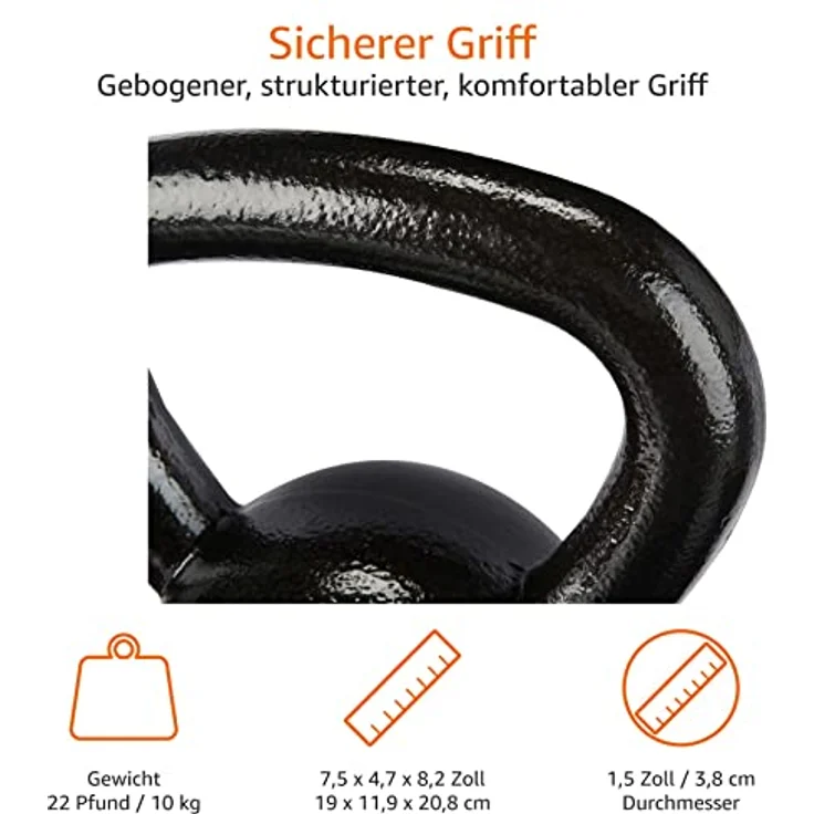 Amazon Basics - Kugelhantel aus Gusseisen, 10 kg, Schwarz – Bild 5