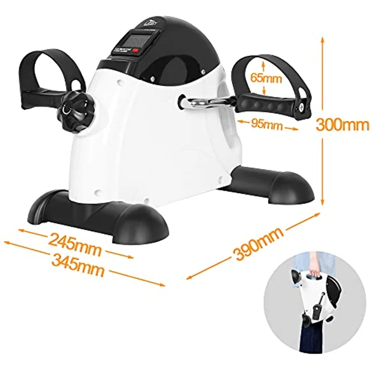 Mini Bike, Uten Arm- und Beintrainer Heimtrainer Zuhause, Pedaltrainer Bewegungstrainer für Senioren mit Display, Einstellbarer Widerstand Fitnessbike Weiss – Bild 3
