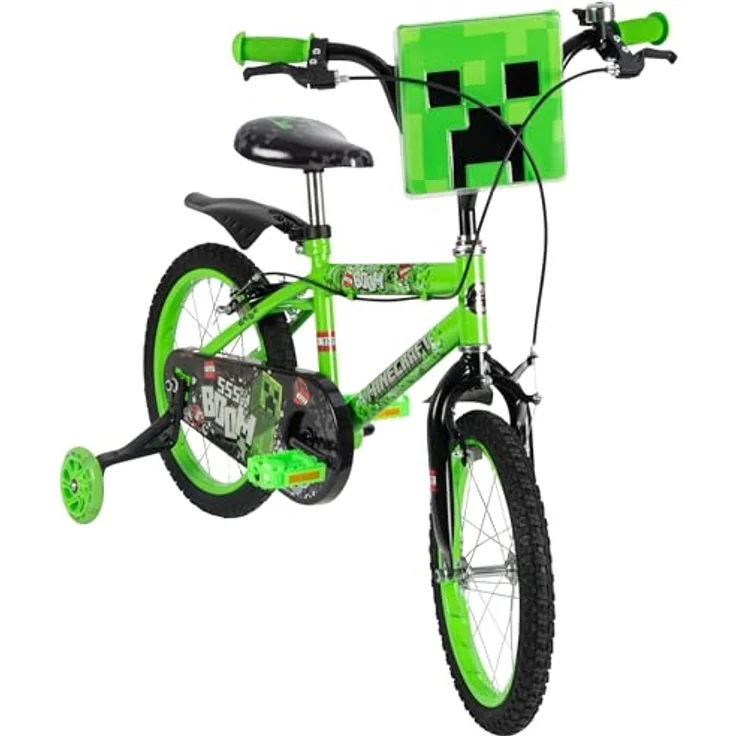 Huffy Minecraft 16" Kinderfahrrad mit Sicherheitsmerkmalen und abnehmbaren Stützrädern, grün – Bild 2