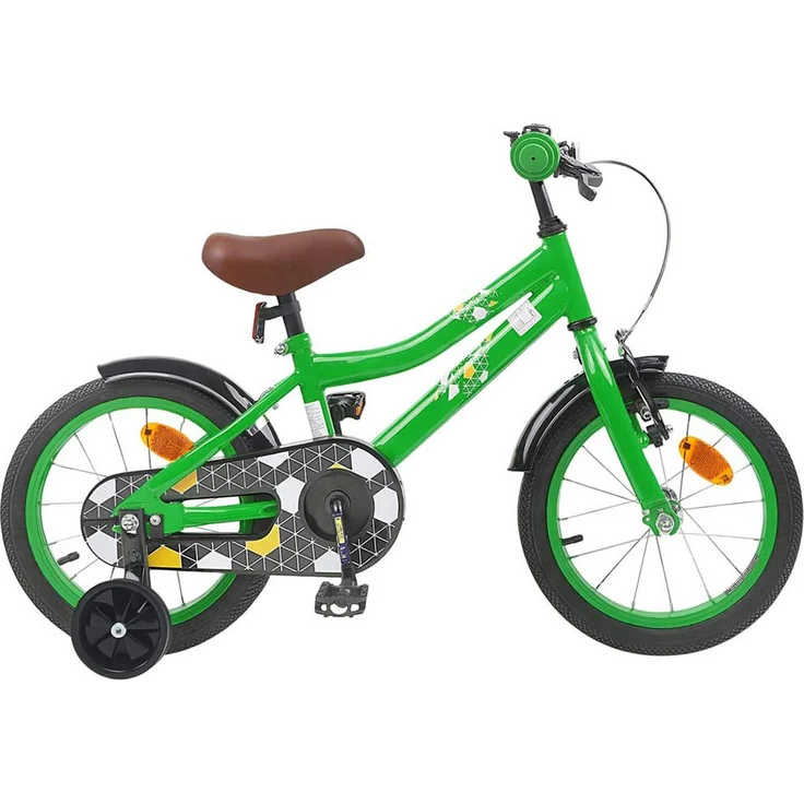 vidaXL Kinderfahrrad 14 Zoll, für 3-5 Jahre, grün mit Stützrädern, 104 x 51 x 73 cm