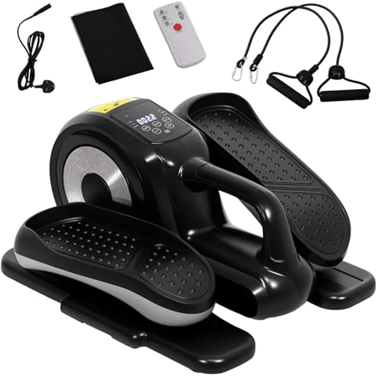 SPORTNOW Mini-Ellipsentrainer Untertisch, 12-stufiger Crosstrainer mit LCD-Anzeige, Fernbedienung und Vorwärts- & Rückwärtsbewegung für Büro und Senioren