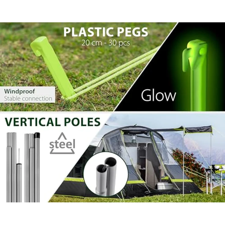 Brunner Tunnelzelt, 5-Personen Familienzelt mit 18 kg Gewicht und eingenähter Bodenwanne aus robustem PE-Material – Bild 6