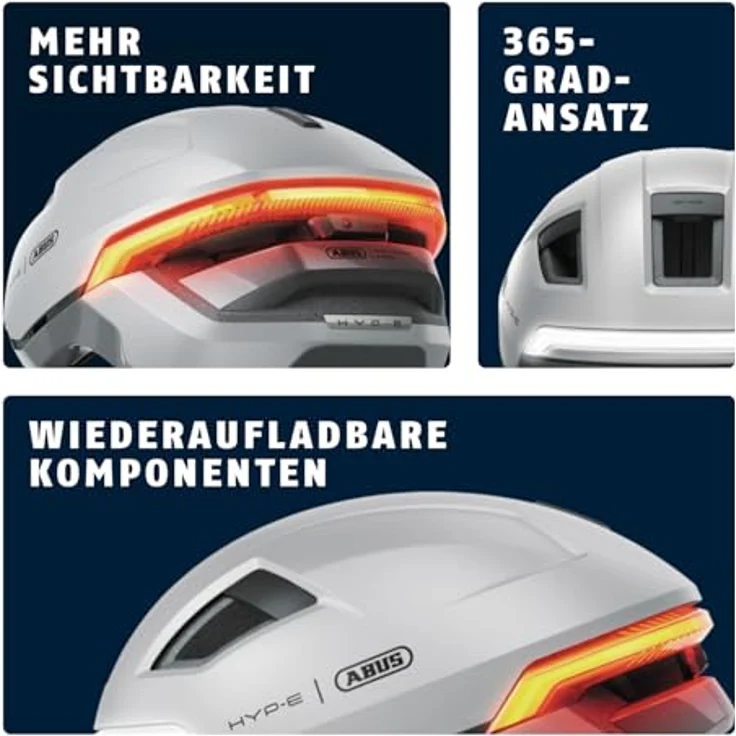 ABUS HYP-E Fahrradhelm, Helm mit Frontlicht, Rücklicht und Blinklicht, ideal für E-Bike und S-Pedelec, für Jugendliche und Erwachsene, ilber, Größe S (51-55 cm) – Bild 4