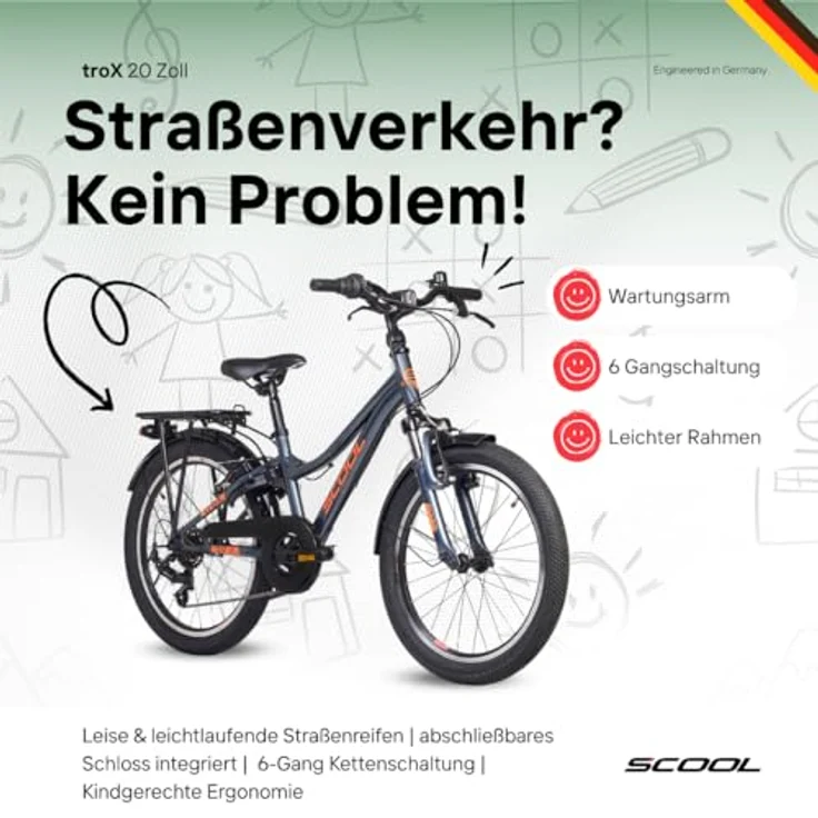 S’COOL troX Kinderfahrrad, 6 Gang Shimano Kettenschaltung, ideal für Schule und Freizeit, farbenfrohes Design – Bild 3