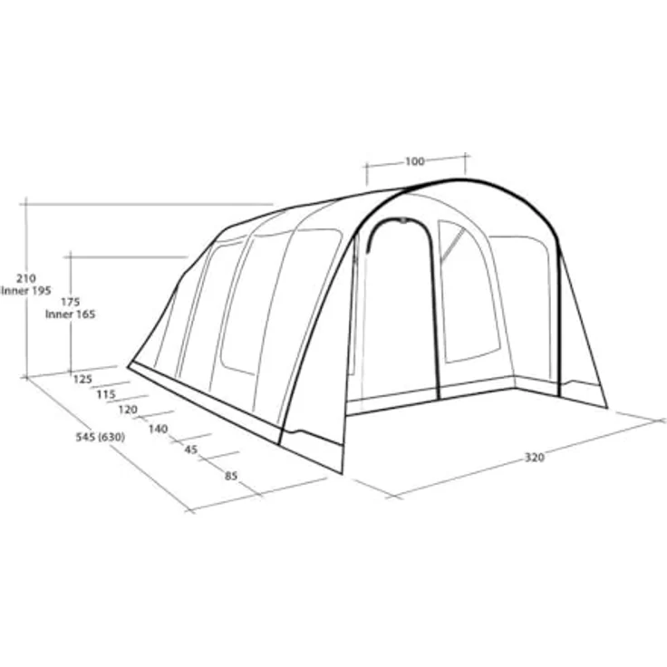 Outwell Colorado 5 Air, 5-Personen Tunnelzelt mit 4000 mm Wassersäule und schnellem Aufbausystem, blau – Bild 5