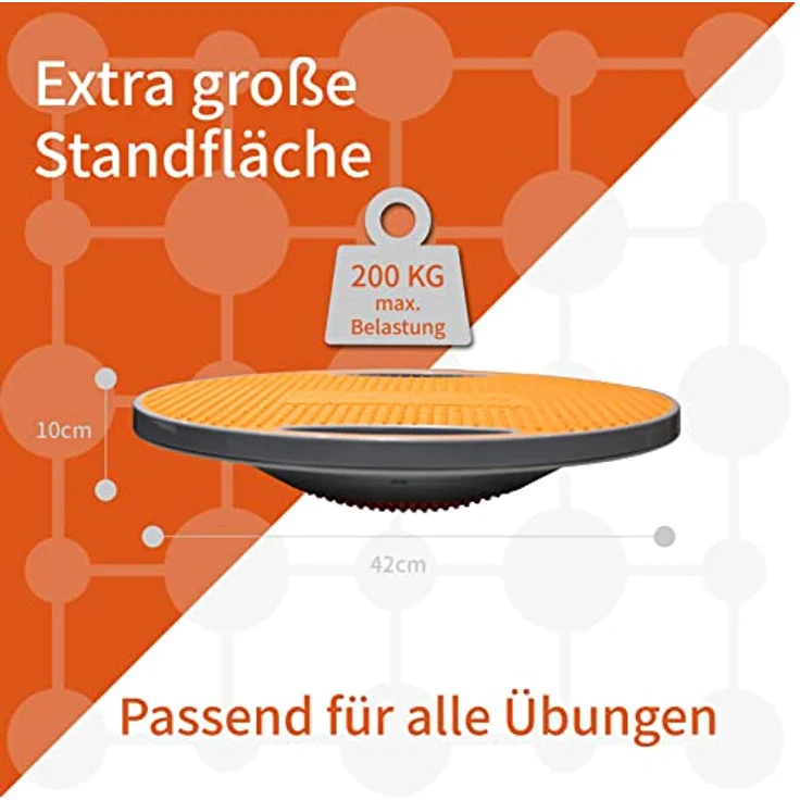 DH FitLife Balance Board, Wackelbrett, Balance Pad mit Griffen, extra groß Ø 42cm, max. 200 KG, Gleichgewichtstrainer, Fitness Balance-Board Erwachsene & Kinder, inkl. Anleitung – Bild 2