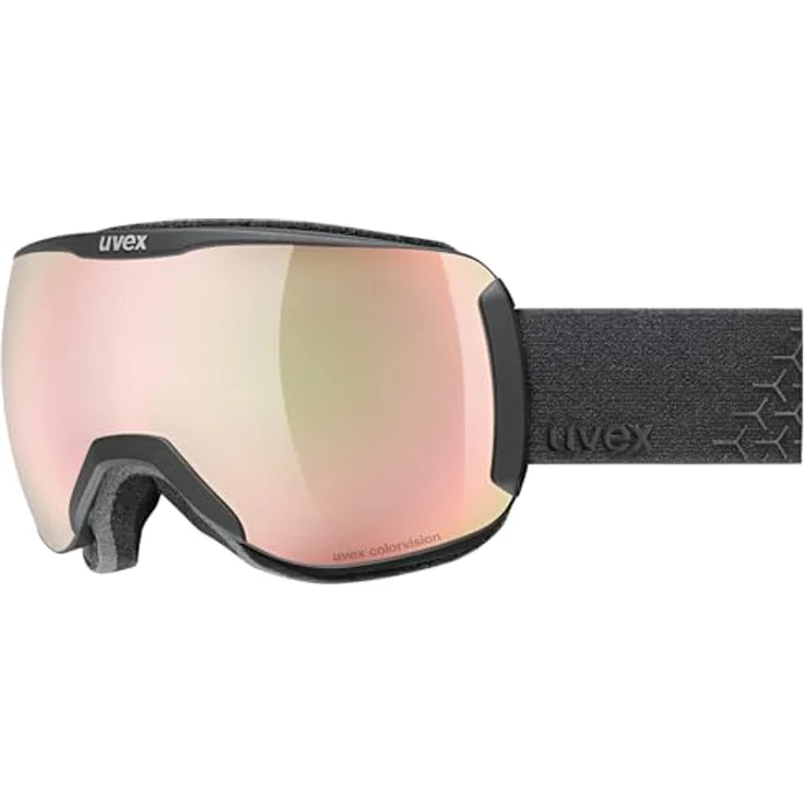Uvex downhill 2100 CV, kontrastverstärkende Skibrille mit schmalem Rahmen und extra weitem Sichtfeld, black/rose-green, one size – Bild 1