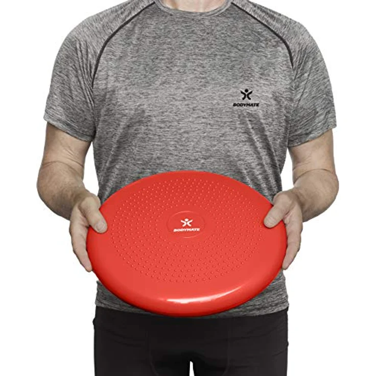 BODYMATE Ballsitzkissen inkl. Pumpe Pepper-RED 34cm Durchmesser - Balance-Kissen, Luftkissen, Balance Pad, Noppenkissen - Core-, Fitness-, Reha-, Koordinations- und Rückentraining – Bild 4