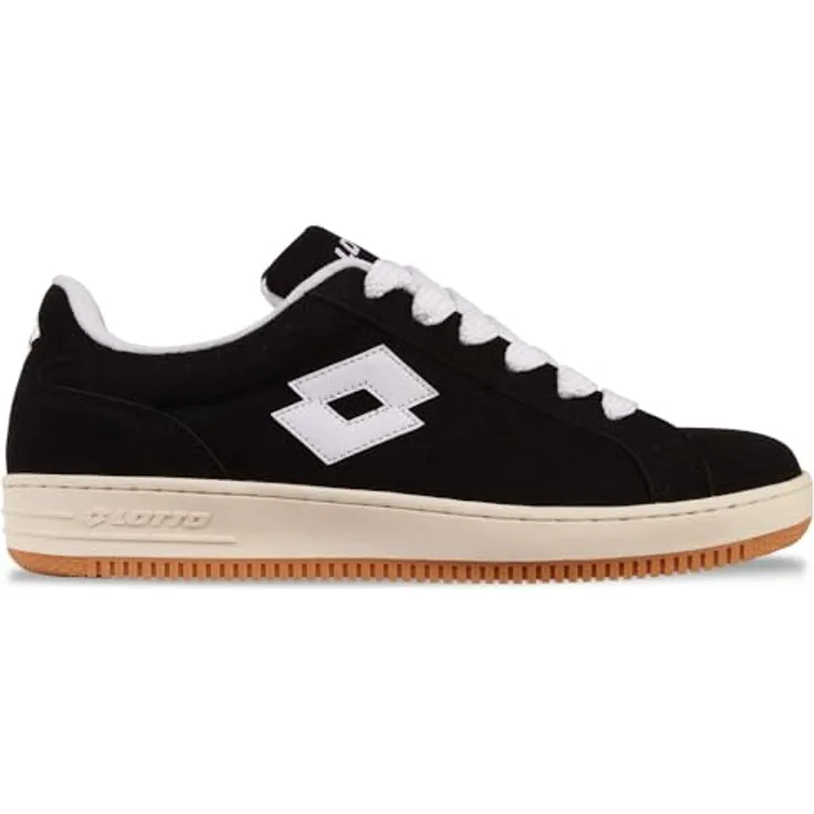 Lotto YARIN Unisex Sneaker Low Top, bequeme Laufschuhe mit gepolsterter Schaftkante, Schwarz/Weiß