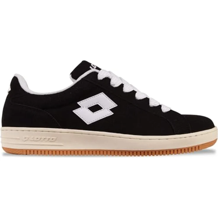 Lotto YARIN Unisex Sneaker Low Top, bequeme Laufschuhe mit gepolsterter Schaftkante, Schwarz/Weiß – Bild 1
