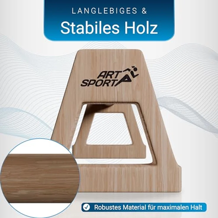 ArtSport Liegestützgriffe aus Holz XXL - Calisthenics, Parallettes, Liegestütz Barren, Indoor & Outdoor - ergonomische Handstand Griffe – Bild 2