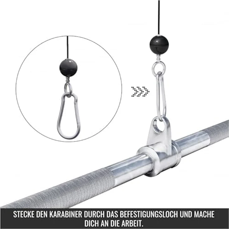GORILLA SPORTS® Latzugstange - Hufgriff, mit Drehgelenk, 76 cm Lang, bis 200 kg Belastbar, gerändelt, aus Chrom - Trizepsstange, Gerade Stange, Kabelzuggriff, Bizeps Trizeps Stange, Krafttraining – Bild 4