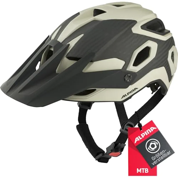 Alpina Sports Rootage, Velohelm für Trail und Enduro, Carbon-Außenschale, 52-57 cm, verbesserte Klimatisierung und Anpassungssystem