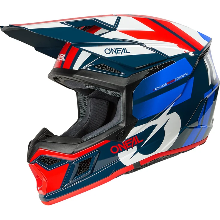 O'Neal Casque 3SRS Ride V.26, MX-Helm mit ABS-Konstruktion, optimierter Luftzirkulation, Blau/Weiß/Rot, Größe XL