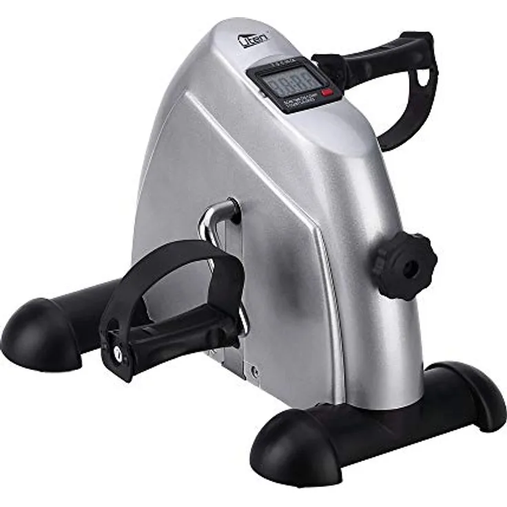 Uten Beintrainer, Heimtrainer Mini Bike Arm und Beintrainer für Zuhause Büro Einstellbarer Widerstand mit Rutschfester Matte für Senioren Reha Maßnahmen Silber