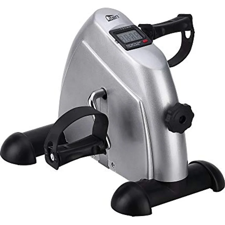 Uten Beintrainer, Heimtrainer Mini Bike Arm und Beintrainer für Zuhause Büro Einstellbarer Widerstand mit Rutschfester Matte für Senioren Reha Maßnahmen Silber – Bild 1