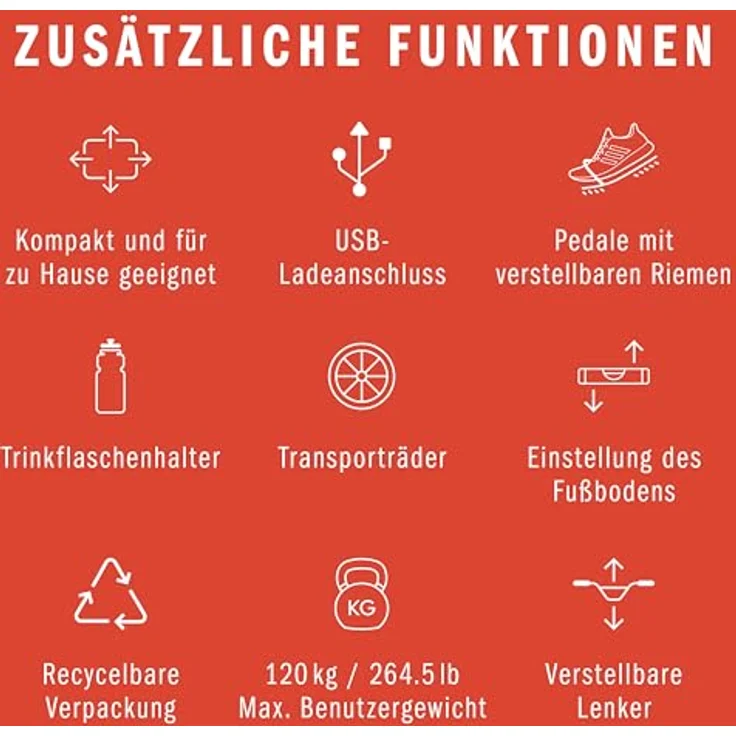 adidas Performance Ergometer C-24c, mit Tablet-Halterung, LED-Display, Bluetooth und App-Funktion, schwarz - Preisvergleich – Bild 10