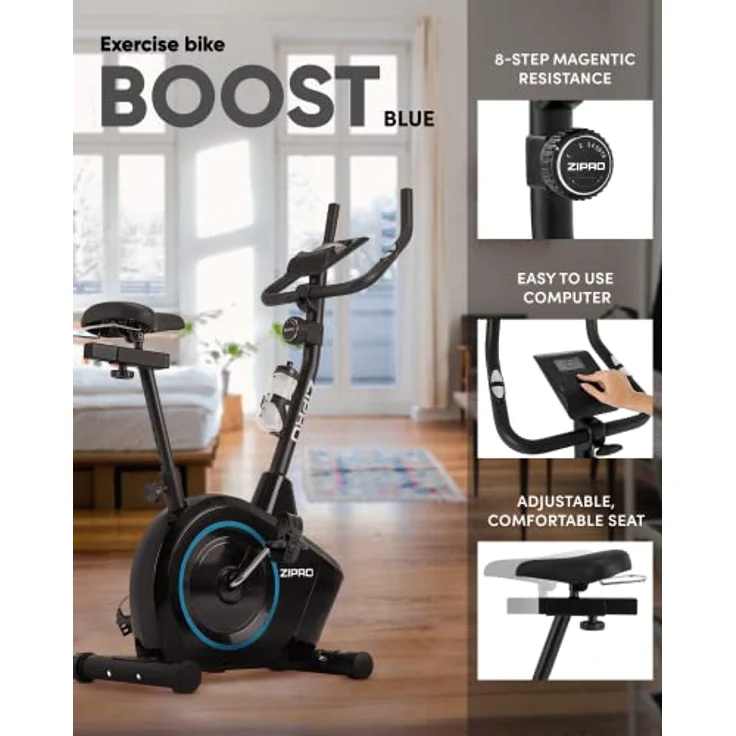 Zipro Heimtrainer Fahrrad Boost, Ergometer Fitnessbikes, Magnetisches Fahrradtrainer, Ergometer Fahrrad bis 120kg, Indoor Bike, Trainingsfahrrad für zuhause, Fahrradergometer Batteriebetrieben – Bild 3